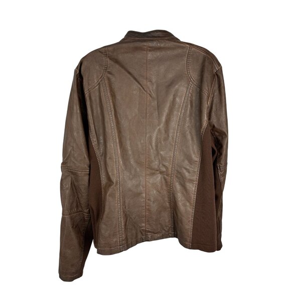 Maurices Womens Faux Leather Brown Jacket Size XS With Zipper Closure - Picture 3 of 6